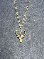 Retro Klassischer Stil Das Vieh Kupfer Emaille Überzug 18 Karat Vergoldet Halskette Mit Anhänger main image 3