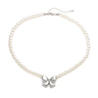 Elegant Bow Knot Imitation Pearl Copper Plating 18k Gold Plated Women's Necklace main image 2