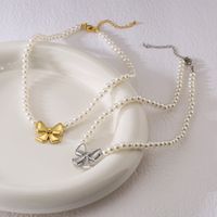 Elegant Bow Knot Imitation Pearl Copper Plating 18k Gold Plated Women's Necklace main image 1