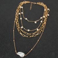 Élégant Couleur Unie Perles Artificielles Alliage De Gros Collier En Couches main image 1