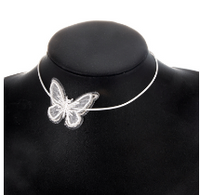 New Fashion Tulle Feather Butterfly Leather Rope Short Collar sku image 3