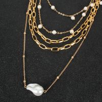 Élégant Couleur Unie Perles Artificielles Alliage De Gros Collier En Couches main image 2