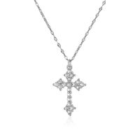 Classic Style Shiny Cross Heart Shape Copper Inlay Artificial Pearls Zircon Pendant Necklace main image 2
