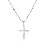 Classic Style Shiny Cross Heart Shape Copper Inlay Artificial Pearls Zircon Pendant Necklace sku image 2