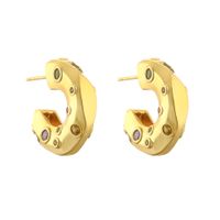 1 Pair Simple Style Geometric Plating Inlay Copper Zircon Earrings sku image 13