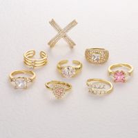 Ig Style Geometric Copper Plating Inlay Zircon Open Ring main image 1
