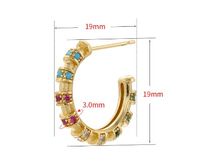 1 Pair Modern Style C Shape Plating Inlay Copper Zircon 18k Gold Plated Ear Studs main image 9