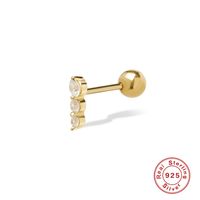 1 Piece Simple Style Solid Color Plating Sterling Silver Zircon Gold Plated Ear Studs sku image 1