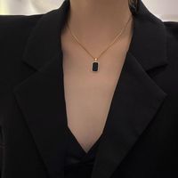 304 Stainless Steel Titanium Steel 18K Gold Plated Simple Style Plating Rectangle Acrylic Necklace main image 1