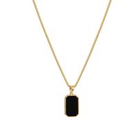 304 Stainless Steel Titanium Steel 18K Gold Plated Simple Style Plating Rectangle Acrylic Necklace main image 2