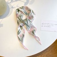 Women's Ig Style Simple Style Flower Satin Printing Silk Scarf sku image 3