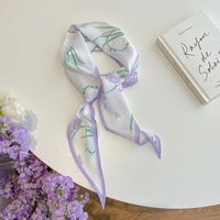 Women's Ig Style Simple Style Flower Satin Printing Silk Scarf sku image 11