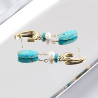 1 Pair Retro Irregular Water Droplets Plating Natural Stone Freshwater Pearl Drop Earrings main image 9