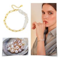 Wholesale Elegant Simple Style Round Sterling Silver Beaded Plating 14k Gold Plated White Gold Plated Bracelets main image 3