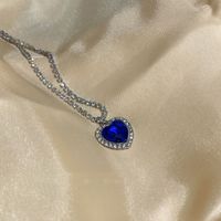 Elegant Luxurious Heart Shape Alloy Inlay Rhinestones Women's Pendant Necklace sku image 1