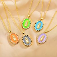 Ethnic Style Geometric Copper Enamel Artificial Crystal Zircon Gold Plated Pendant Necklace main image 1