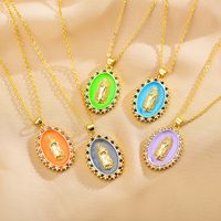 Ethnic Style Geometric Copper Enamel Artificial Crystal Zircon Gold Plated Pendant Necklace main image 9