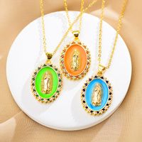 Ethnic Style Geometric Copper Enamel Artificial Crystal Zircon Gold Plated Pendant Necklace main image 7