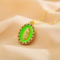 Ethnic Style Geometric Copper Enamel Artificial Crystal Zircon Gold Plated Pendant Necklace main image 6