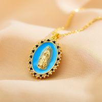 Ethnic Style Geometric Copper Enamel Artificial Crystal Zircon Gold Plated Pendant Necklace main image 4