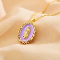 Ethnic Style Geometric Copper Enamel Artificial Crystal Zircon Gold Plated Pendant Necklace main image 3