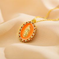 Ethnic Style Geometric Copper Enamel Artificial Crystal Zircon Gold Plated Pendant Necklace main image 2