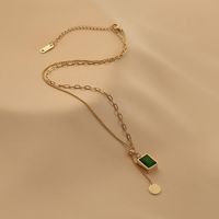 Simple Style Round Square Titanium Steel Plating Inlay Zircon 18k Gold Plated Necklace main image 1