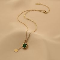 Simple Style Round Square Titanium Steel Plating Inlay Zircon 18k Gold Plated Necklace main image 5