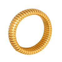 Basic Retro Stripe Solid Color Titanium Steel Plating 18k Gold Plated Rings main image 3