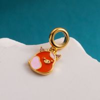 Cute Sweet Animal Stainless Steel Copper Enamel Zircon 14k Gold Plated 18k Gold Plated Charms Jewelry Accessories sku image 10