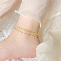 Wholesale Jewelry Elegant Basic Solid Color Titanium Steel 18k Gold Plated Anklet sku image 1
