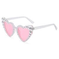 Simple Style Heart Shape Pc Polygon Inlaid Pearls Full Frame Women's Sunglasses sku image 2