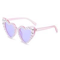 Simple Style Heart Shape Pc Polygon Inlaid Pearls Full Frame Women's Sunglasses sku image 6