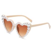 Simple Style Heart Shape Pc Polygon Inlaid Pearls Full Frame Women's Sunglasses sku image 5