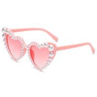 Simple Style Heart Shape Pc Polygon Inlaid Pearls Full Frame Women's Sunglasses sku image 4