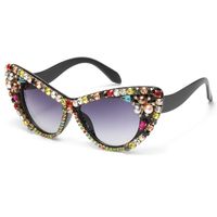 Simple Style Flower Pc Cat Eye Inlaid Zircon Full Frame Women's Sunglasses sku image 2