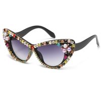Simple Style Flower Pc Cat Eye Inlaid Zircon Full Frame Women's Sunglasses sku image 5