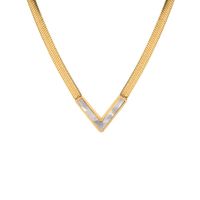 Titan Stahl Einfacher Stil Inlay V-Form Zirkon Halskette Mit Anhänger main image 2