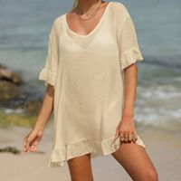 Women's Simple Style Solid Color 1 Piece Cover Ups main image 4