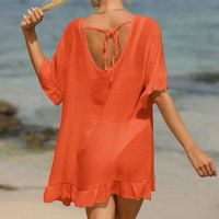 Women's Simple Style Solid Color 1 Piece Cover Ups main image 2