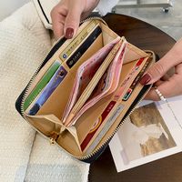 Women's Solid Color Rhombus Pu Leather Zipper Wallets main image 4