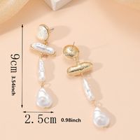 1 Pair Elegant Simple Style Irregular Inlay Alloy Freshwater Pearl Pearl Drop Earrings main image 3