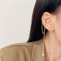 Simple Style Korean Style Tassel Alloy Inlay Pearl Women's Ear Clips sku image 1