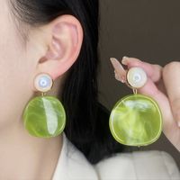 Casual Korean Style Circle Alloy Inlay Artificial Pearls Women's Drop Earrings main image 1