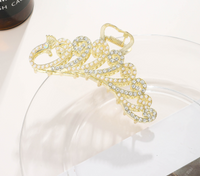 Sweet Flower Metal Inlay Artificial Pearls Rhinestones Hair Claws sku image 3