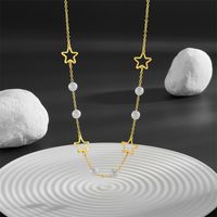 Vintage Style Simple Style Star Butterfly Stainless Steel Pearl Plating Hollow Out 18k Gold Plated Necklace sku image 2