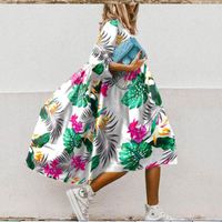 Women's A-line Skirt Casual Vacation Tropical Round Neck Asymmetrical Flower Midi Dress Weekend Daily Lawn main image 2