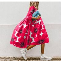 Women's A-line Skirt Casual Vacation Tropical Round Neck Asymmetrical Flower Midi Dress Weekend Daily Lawn main image 4
