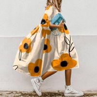 Women's A-line Skirt Casual Vacation Tropical Round Neck Asymmetrical Flower Midi Dress Weekend Daily Lawn main image 3