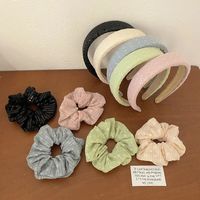 Sweet Solid Color Cloth Patchwork Hair Band Hair Tie main image 4